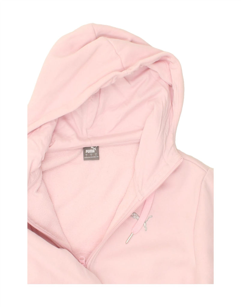 PUMA Womens Crop Zip Hoodie Sweater UK 10 Small Pink Cotton | Vintage Puma | Thrift | Second-Hand Puma | Used Clothing | Messina Hembry 