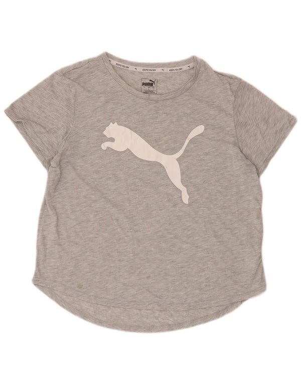 Puma Womens Graphic T-Shirt Top UK 14 Large Grey Flecked Polyester
