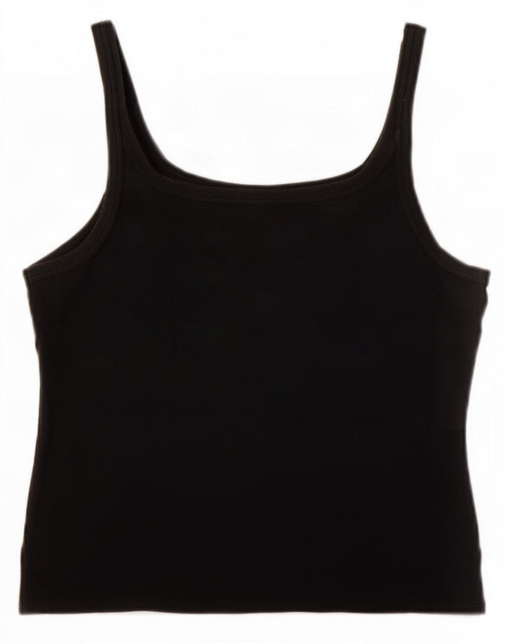 Byblos Womens Crop Cami Top UK 16 Large Black Cotton