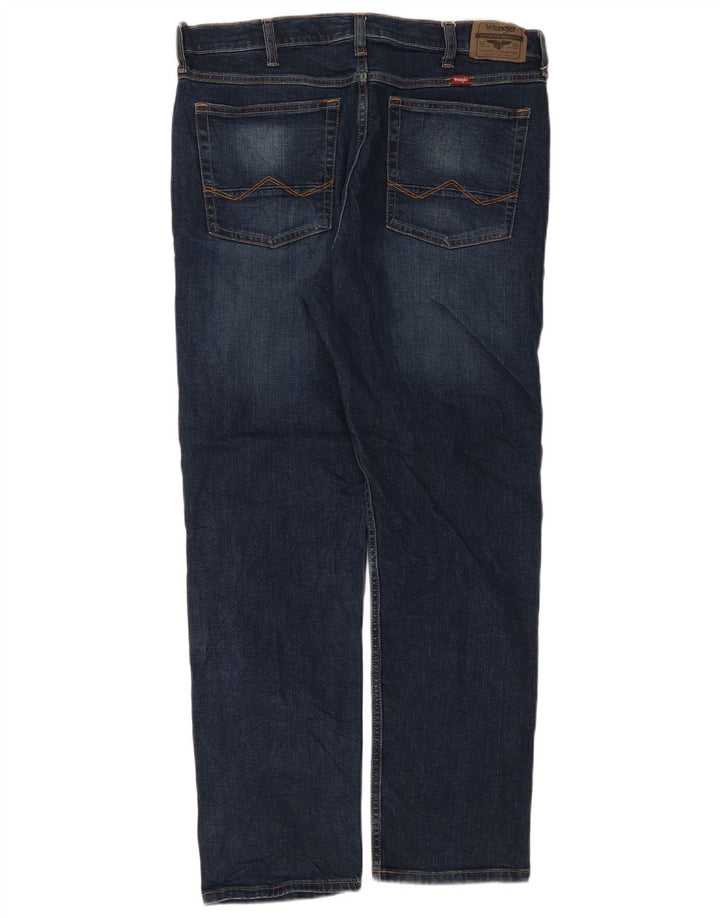 Wrangler Mens Regular Tapered Jeans W34 L30 Navy Blue Cotton