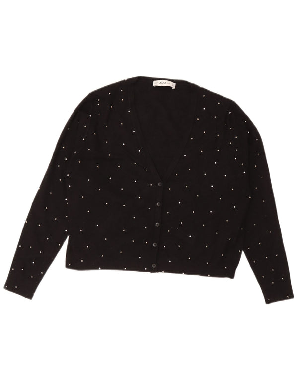 Zara Womens Bolero Jumper UK 12 Medium Black Spotted Viscose