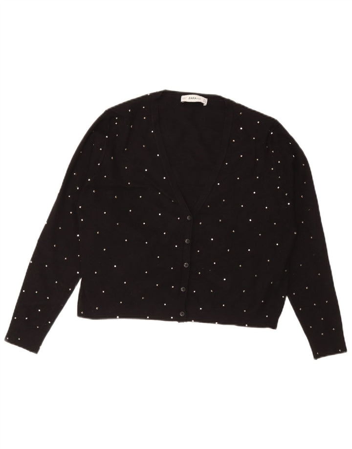Zara Womens Bolero Jumper UK 12 Medium Black Spotted Viscose