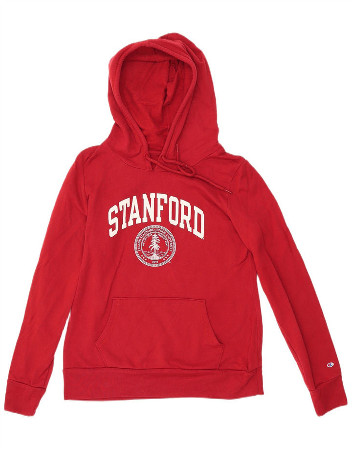 CHAMPION Womens Stanford Graphic Hoodie Jumper UK 12 Medium Red Cotton