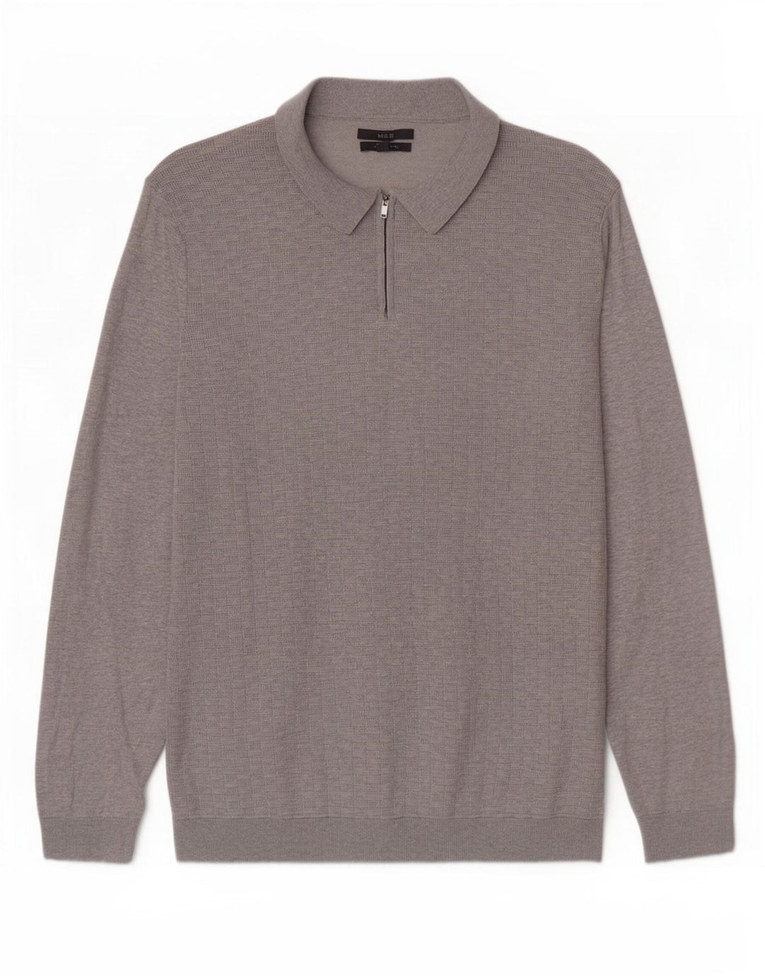 Marks & Spencer Mens Polo Neck Jumper Sweater 2XL Grey Cotton