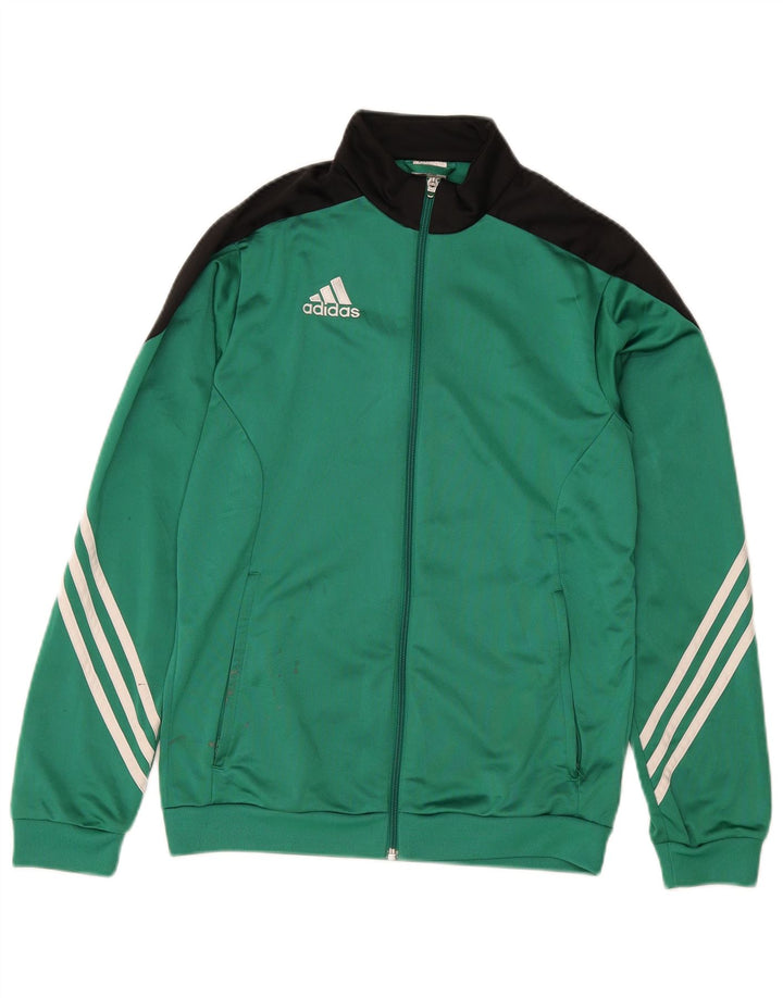 Adidas Mens Tracksuit Top Jacket Small Green Colourblock Polyester