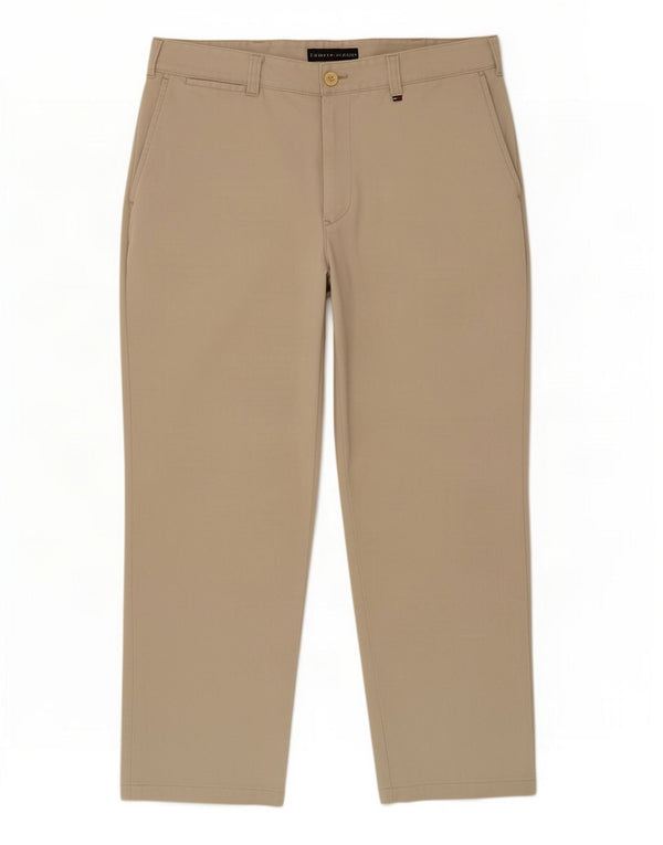 Tommy Hilfiger Mens Straight Chino Trousers W34 L26 Beige Cotton