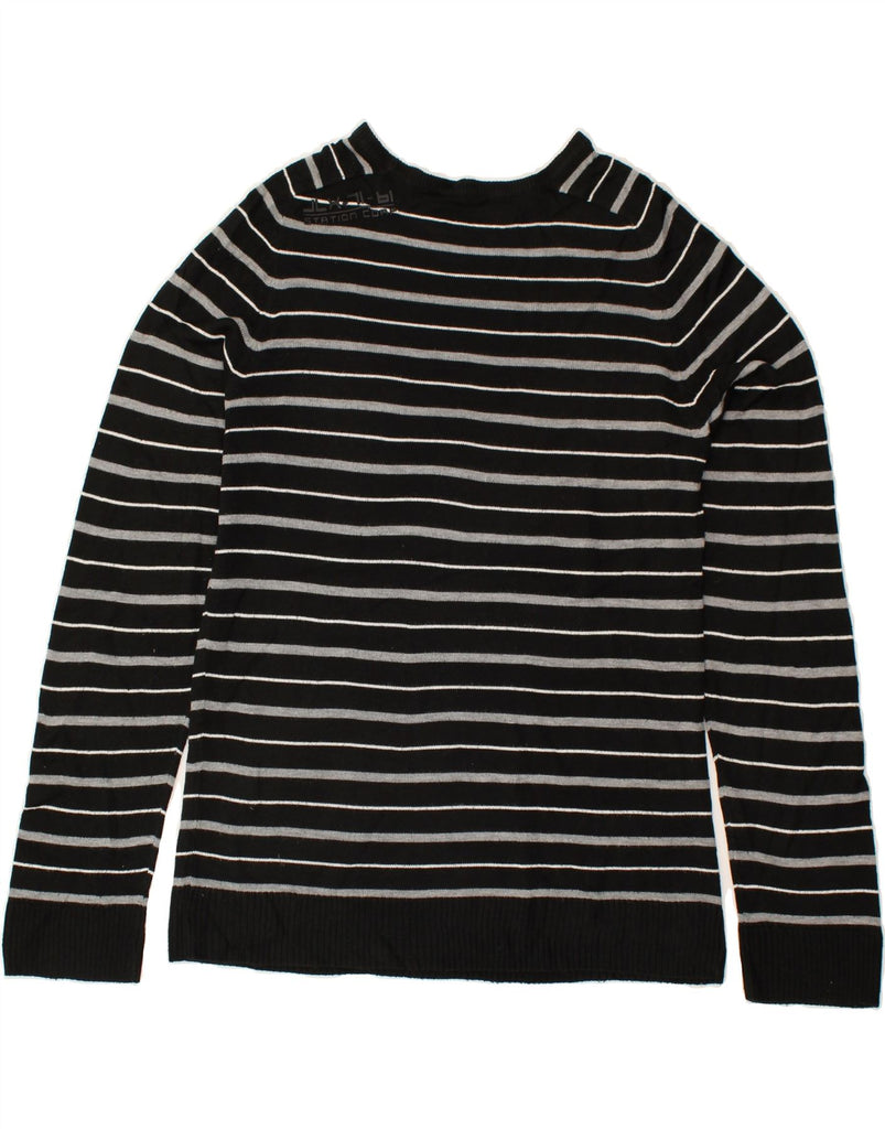 JULES Mens Graphic Crew Neck Jumper Sweater Medium Black Striped Acrylic | Vintage Jules | Thrift | Second-Hand Jules | Used Clothing | Messina Hembry 