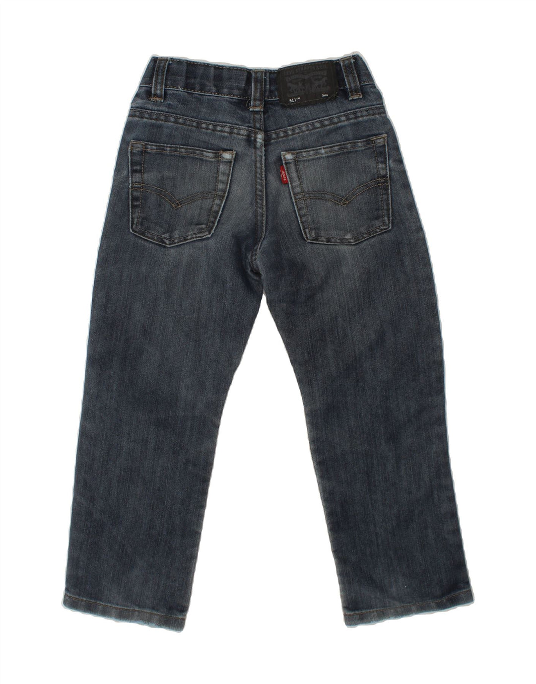 LEVI'S Boys 511 Distressed Slim Jeans 4-5 Years W22 L18 Navy Blue Cotton Vintage Levi's and Second-Hand Levi's from Messina Hembry 