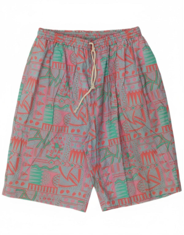 Vintage Mens Chino Shorts Large W34 Multicoloured Geometric Cotton