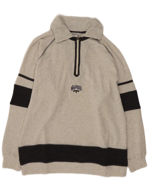 Lotto Mens Polo Neck Jumper Sweater Large Grey Colourblock Cotton