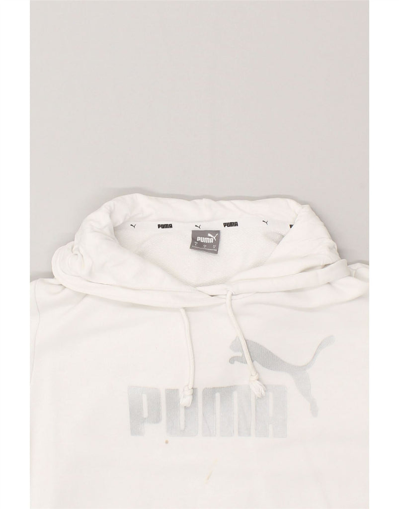 PUMA Mens Graphic Hoodie Jumper Small White Cotton | Vintage Puma | Thrift | Second-Hand Puma | Used Clothing | Messina Hembry 