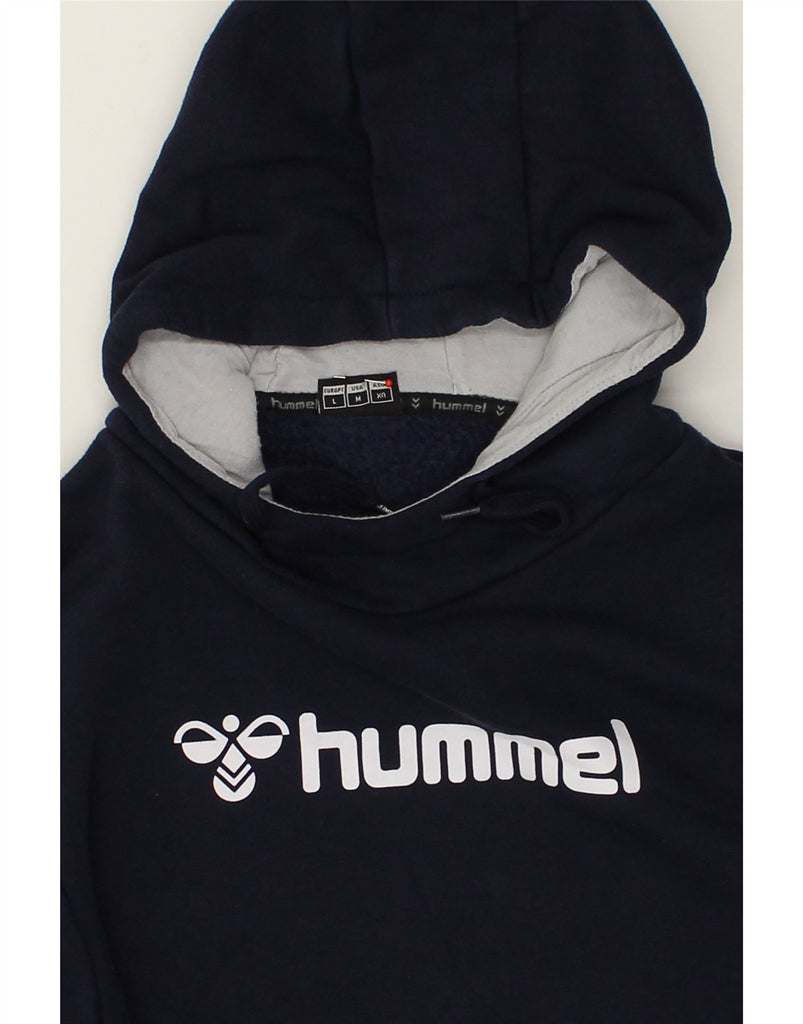 HUMMEL Mens Graphic Hoodie Jumper Large Navy Blue Cotton | Vintage Hummel | Thrift | Second-Hand Hummel | Used Clothing | Messina Hembry 