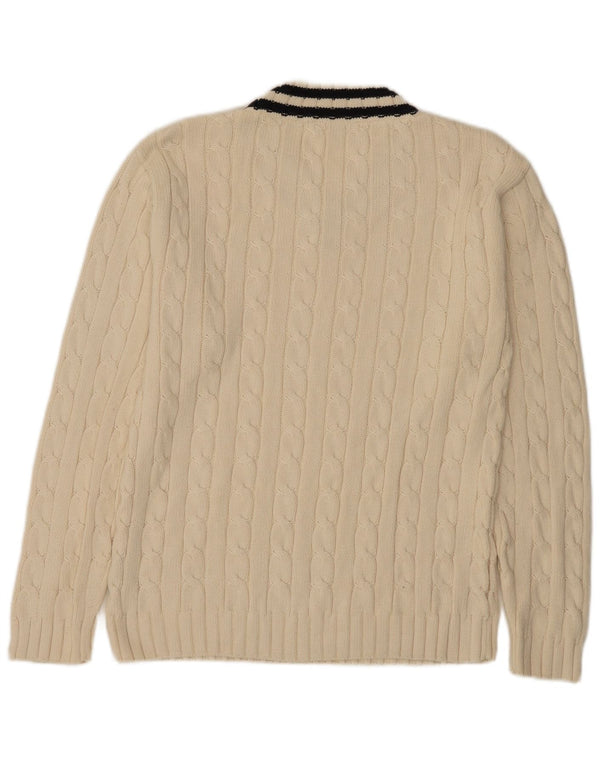 Crew Clothing Mens V-Neck Jumper Sweater Large Beige Cotton