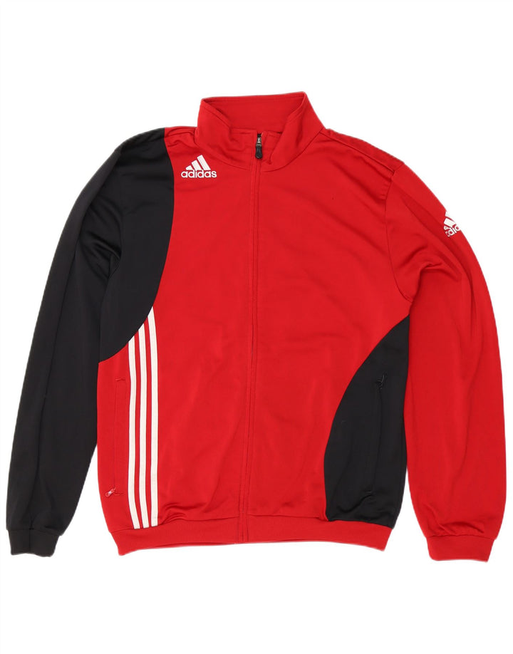 Adidas Mens Tracksuit Top Jacket UK 40/42 Medium Red Colourblock Polyester