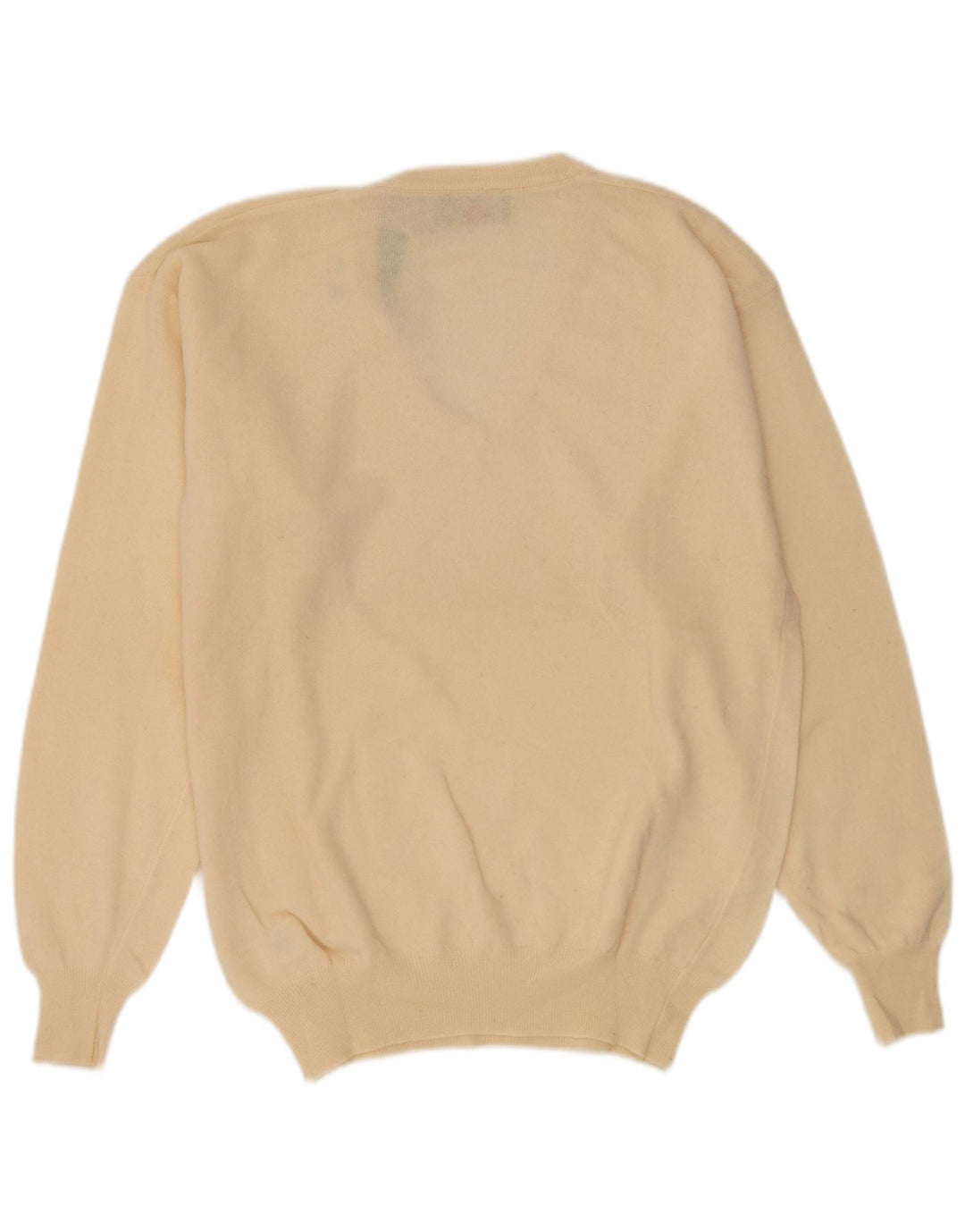 Kappa Mens V-Neck Jumper Sweater Large Beige Wool