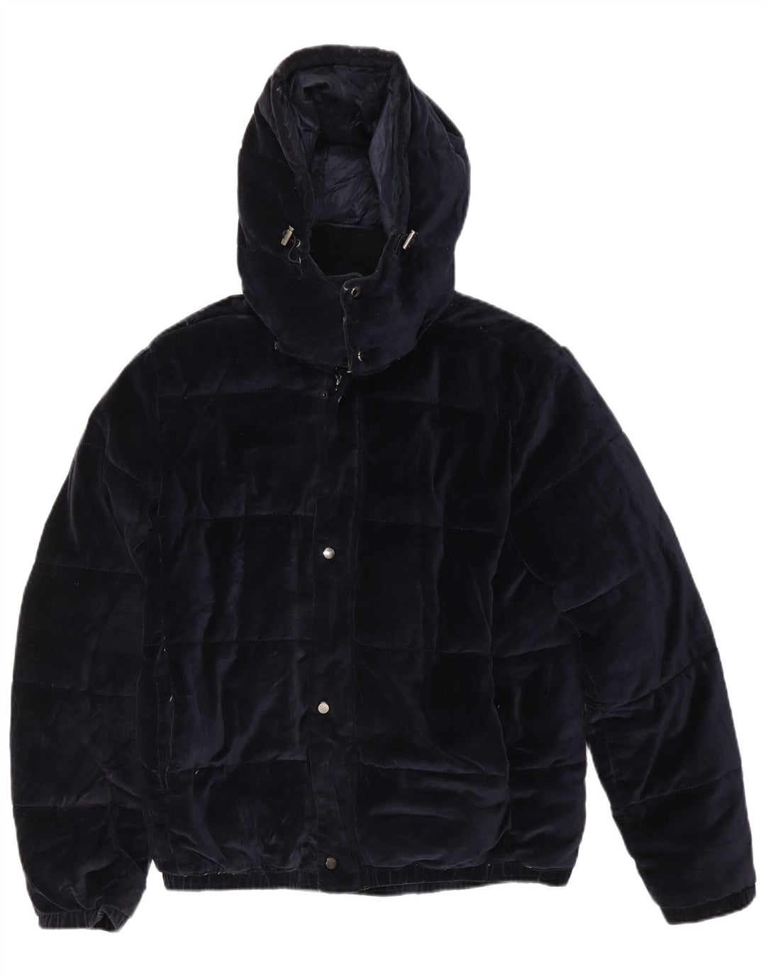 Zara Mens Hooded Padded Jacket UK 40 Large Navy Blue Polyester