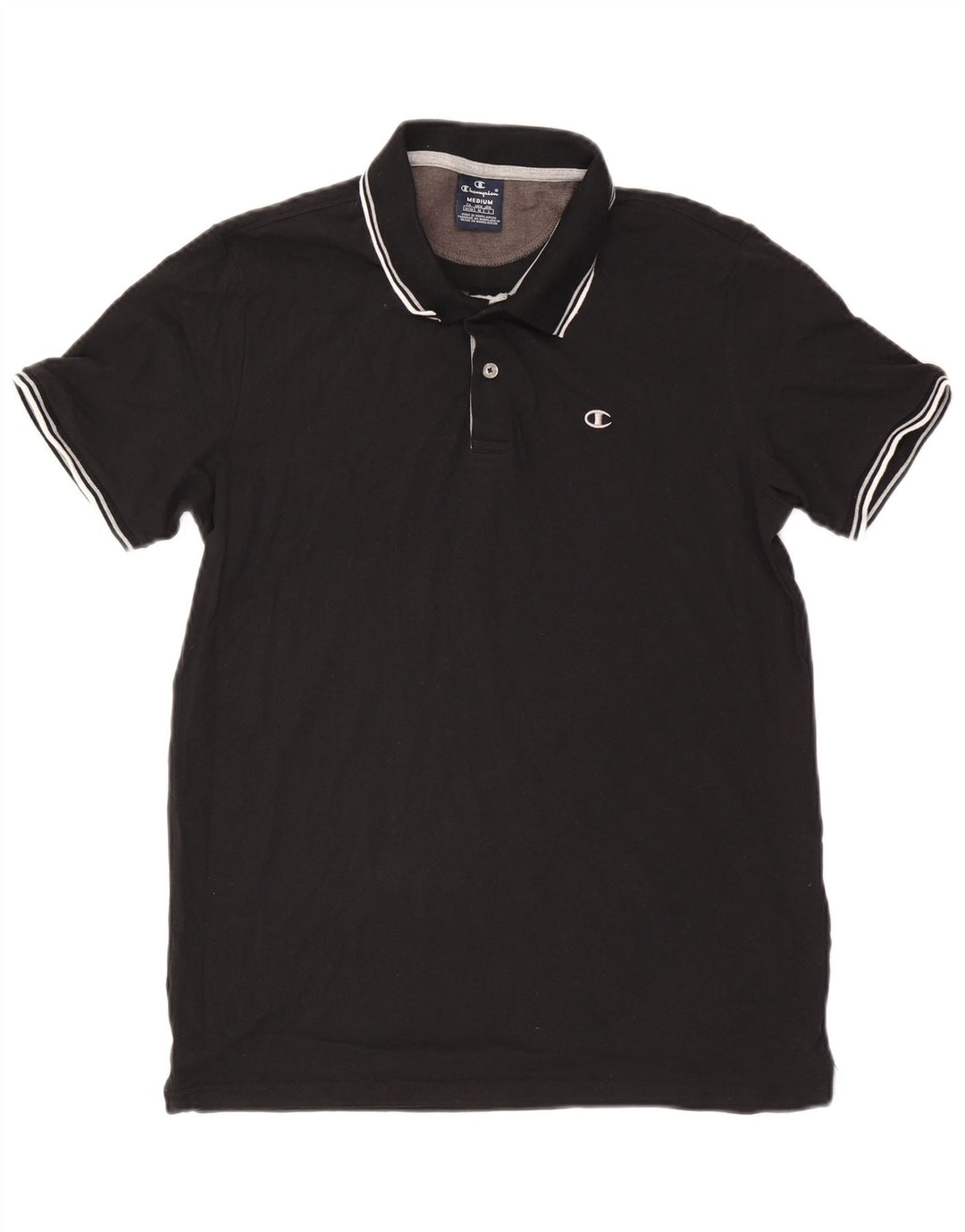 Champion Mens Polo Shirt Medium Black Cotton