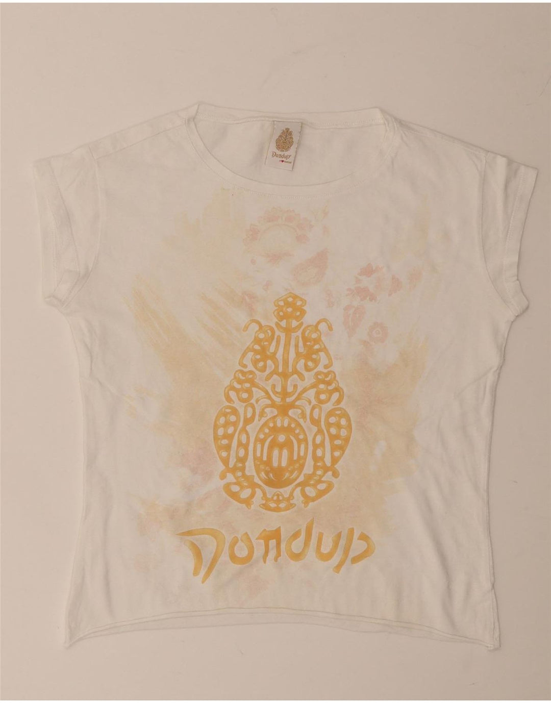 Dondup Womens Crop Graphic T-Shirt Top UK 12 Medium White