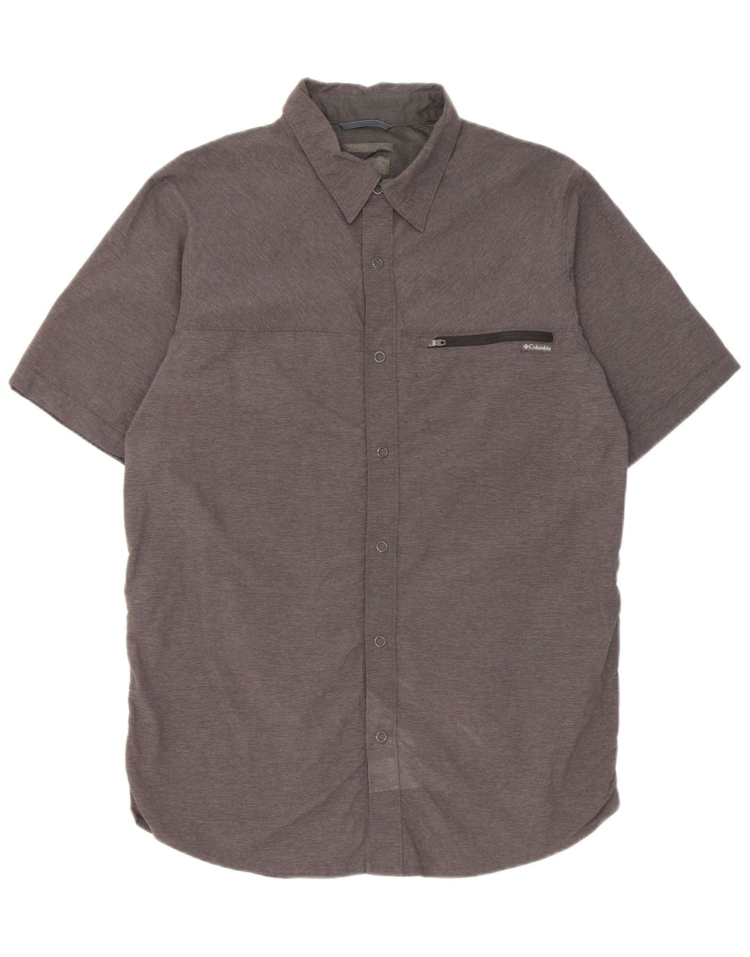 Columbia Mens Short Sleeve Shirt Medium Grey Nylon