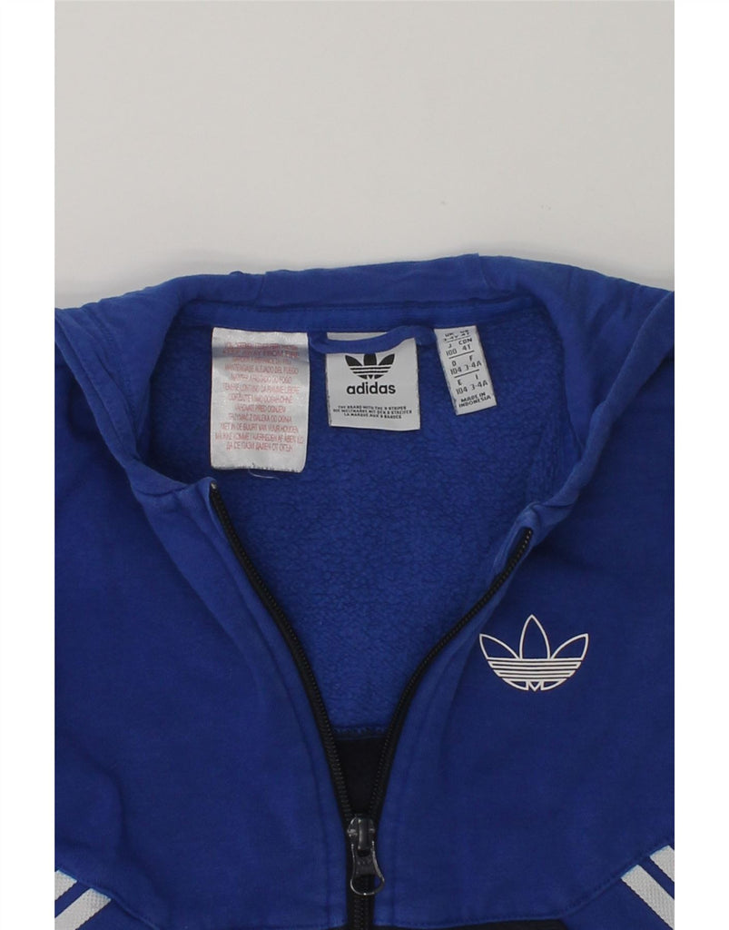 ADIDAS Boys Zip Hoodie Sweater 3-4 Years Navy Blue Colourblock Cotton | Vintage Adidas | Thrift | Second-Hand Adidas | Used Clothing | Messina Hembry 