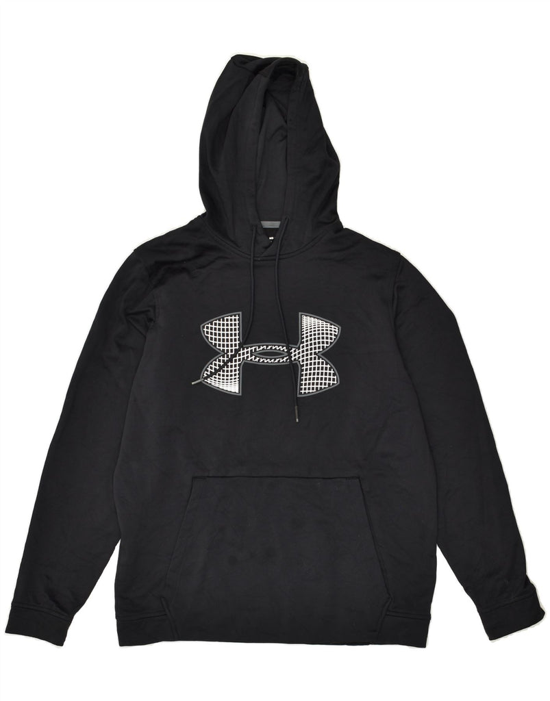 UNDER ARMOUR Mens Cold Gear Graphic Hoodie Jumper Medium Black Polyester | Vintage Under Armour | Thrift | Second-Hand Under Armour | Used Clothing | Messina Hembry 