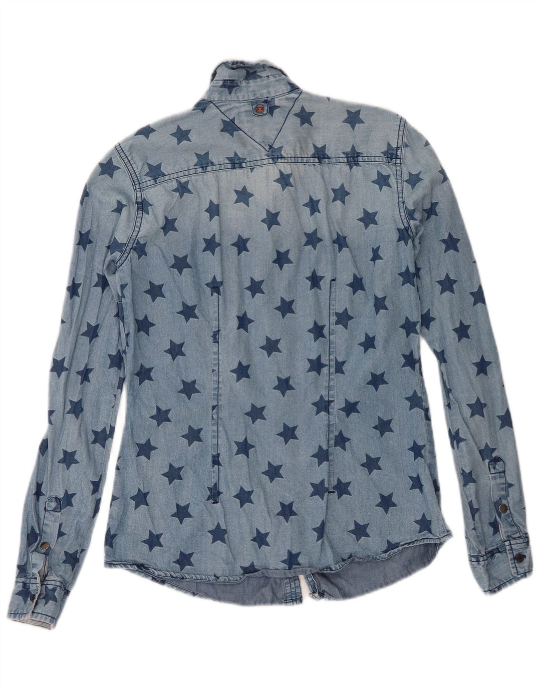 Tommy Hilfiger Womens Abstract Pattern Denim Shirt UK 6 XS Blue