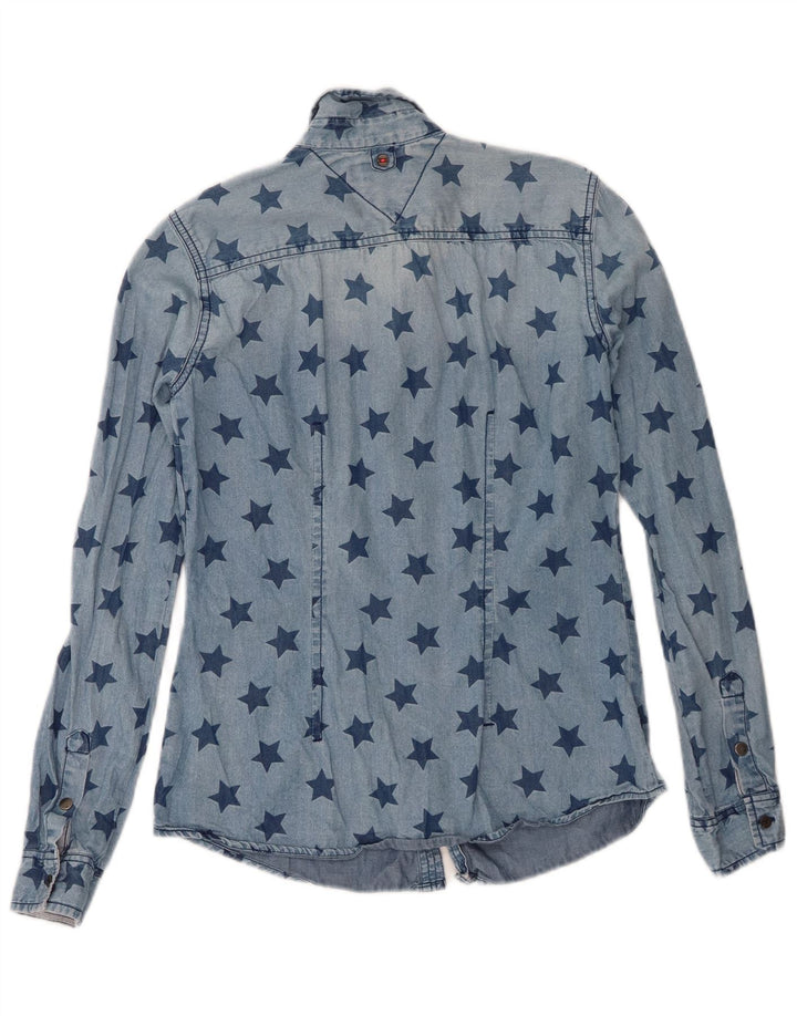 Tommy Hilfiger Womens Abstract Pattern Denim Shirt UK 6 XS Blue