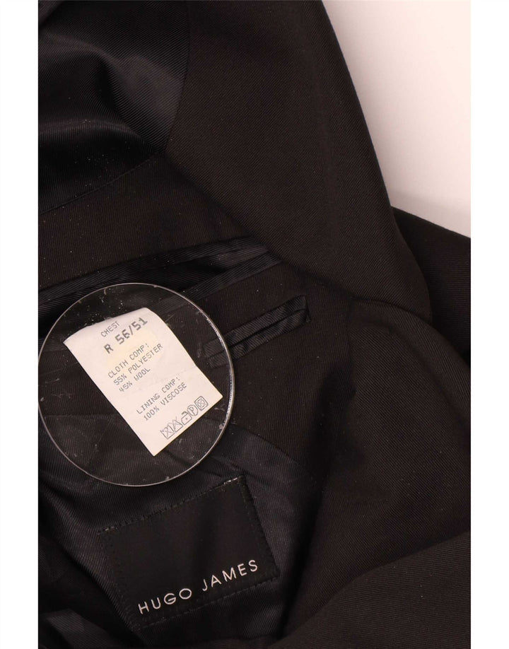 Hugo James Mens 3 Button Regular Fit Blazer Jacket EU 56 3XL Black