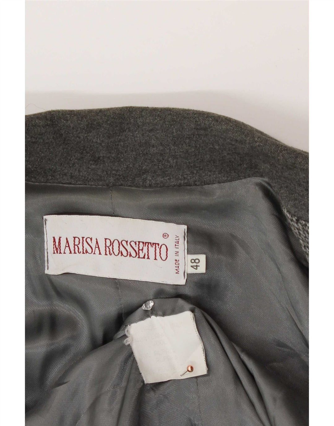 Vintage Womens 3 Button Blazer Jacket IT 48 XL Grey Herringbone Wool