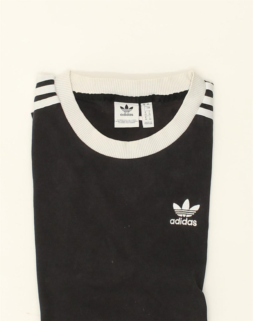 ADIDAS Womens T-Shirt Top UK 8 Small Black Cotton | Vintage Adidas | Thrift | Second-Hand Adidas | Used Clothing | Messina Hembry 