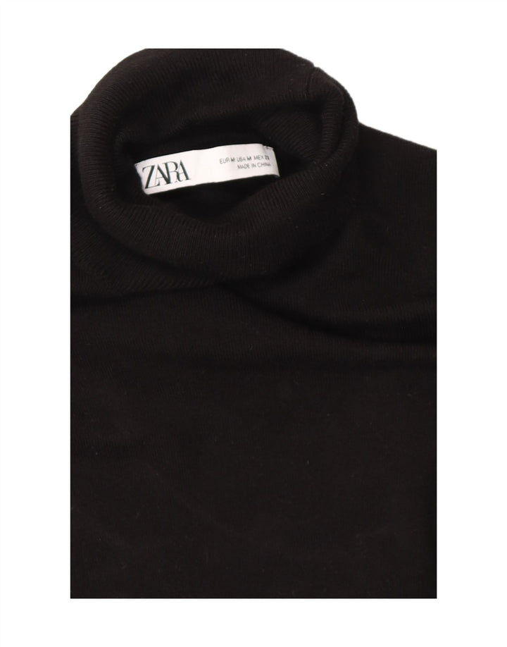 Zara Womens Roll Neck Jumper Sweater UK 12 Medium Black