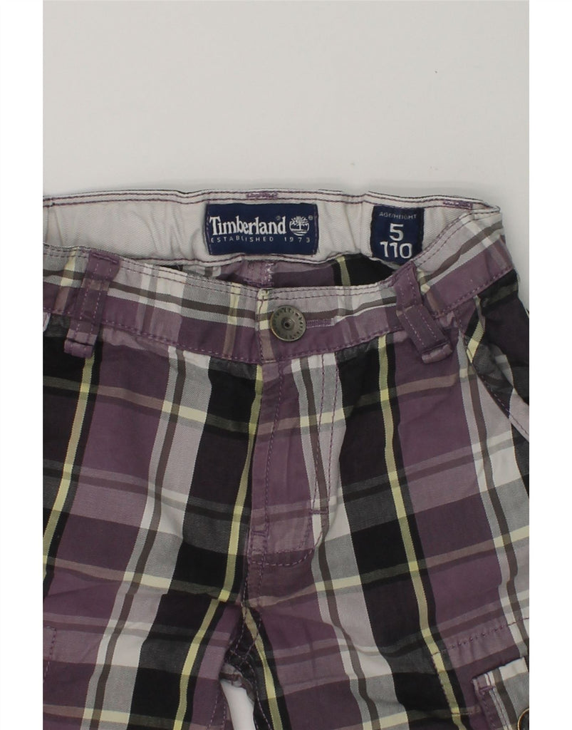 TIMBERLAND Boys Cargo Shorts 4-5 Years W20 Purple Check Cotton | Vintage Timberland | Thrift | Second-Hand Timberland | Used Clothing | Messina Hembry 