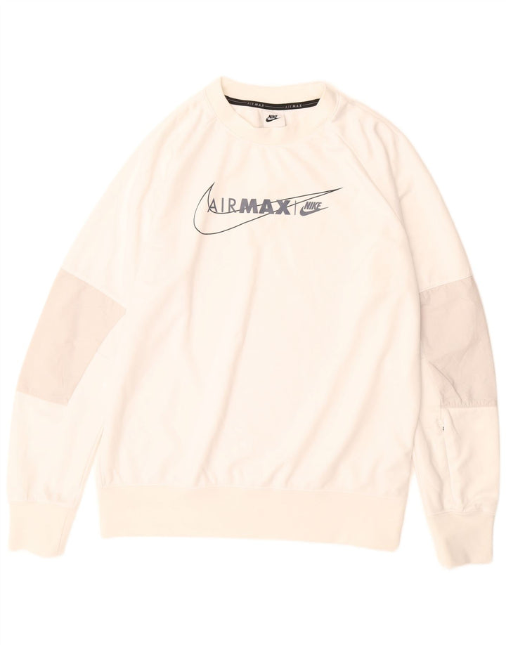 NIKE Mens Air Max Graphic Sweatshirt Jumper Medium White Polyester