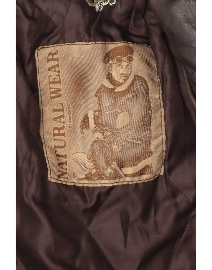 Conbipel Mens Natural Wear Leather Jacket UK 38 Medium Brown Leather