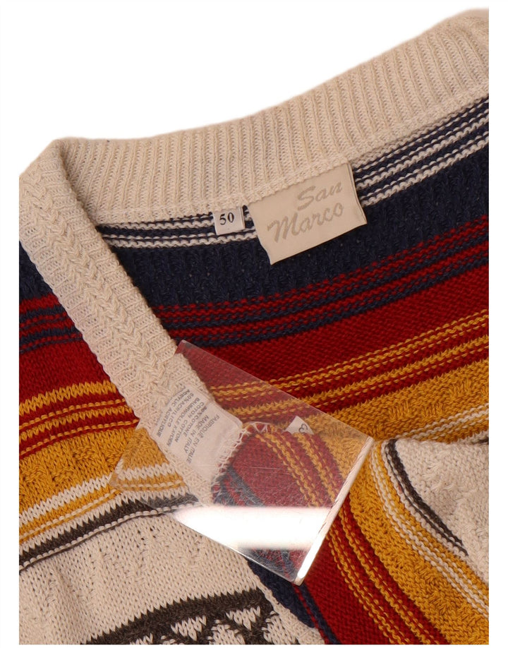 San Marco Mens Cardigan Sweater IT 50 Medium Multicoloured Striped