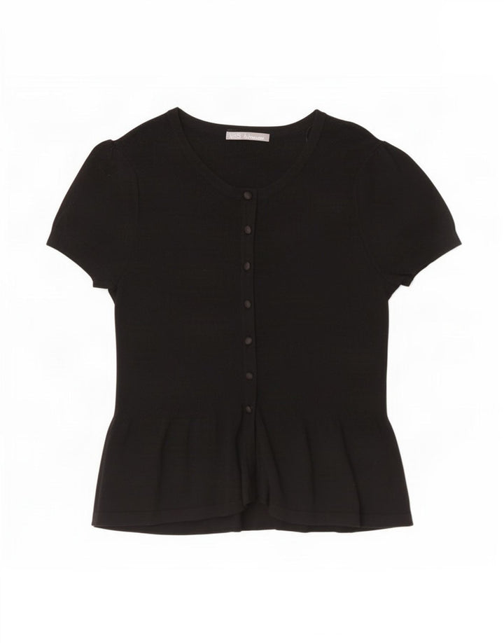 Marks & Spencer Womens Short Sleeve Cardigan Top UK 8 Small Black