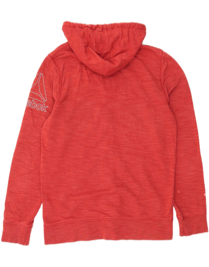 Reebok Mens Graphic Zip Hoodie Sweater Medium Red Cotton