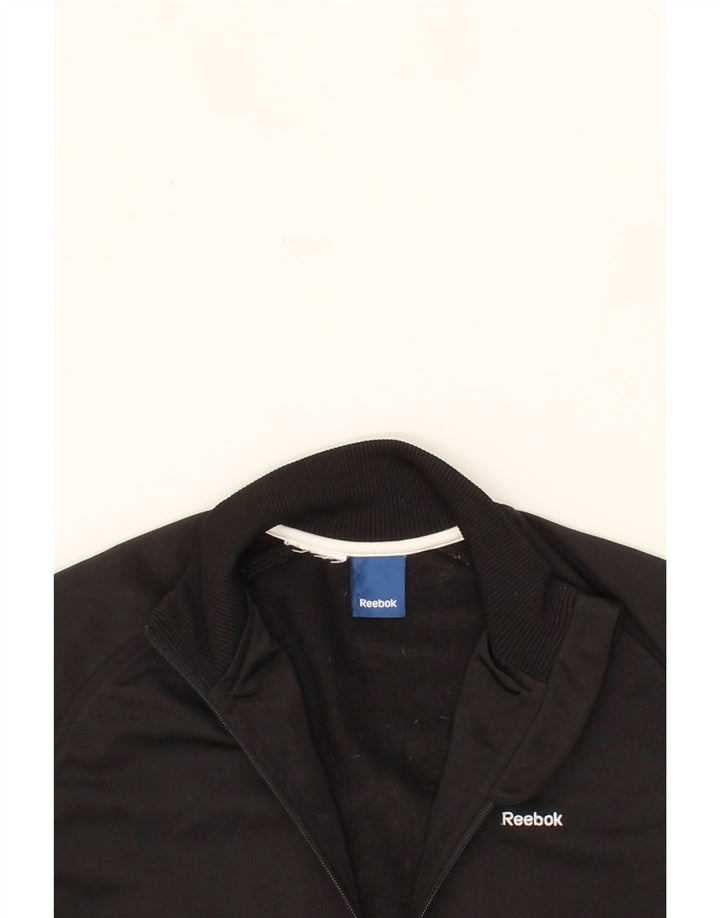 REEBOK Boys Tracksuit Top Jacket 11-12 Years Large Black Polyester Vintage Reebok and Second-Hand Reebok from Messina Hembry 