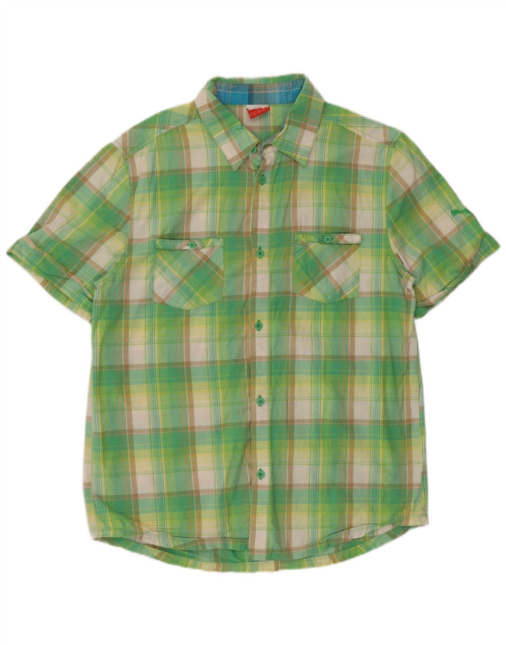Nike Mens Short Sleeve Shirt Large Green Check Cotton