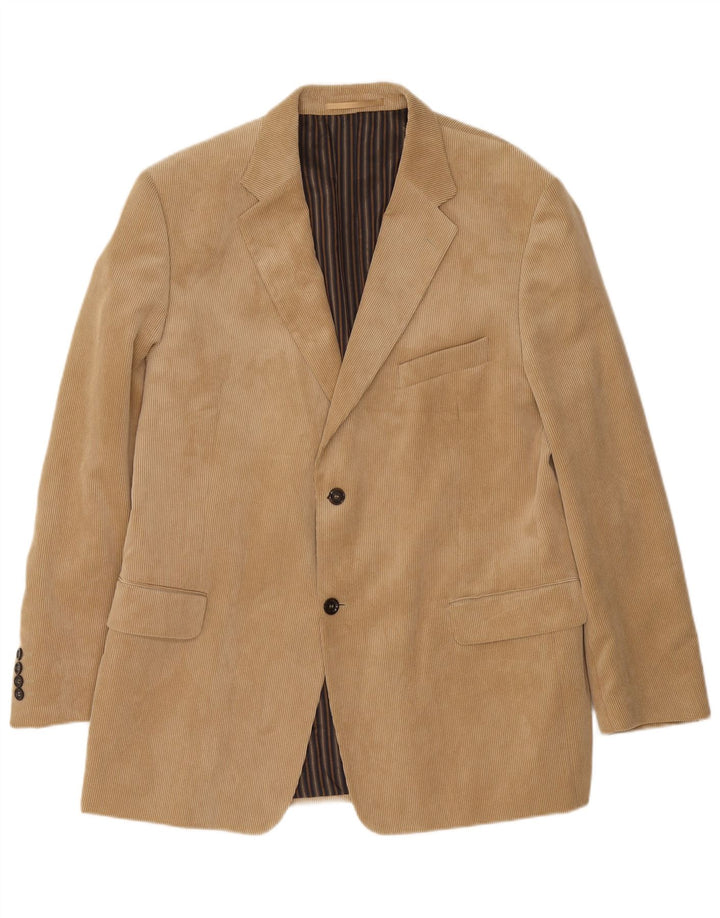 DOUGLAS Mens Corduroy 2 Button Blazer Jacket IT 46 3XL Beige Polyester