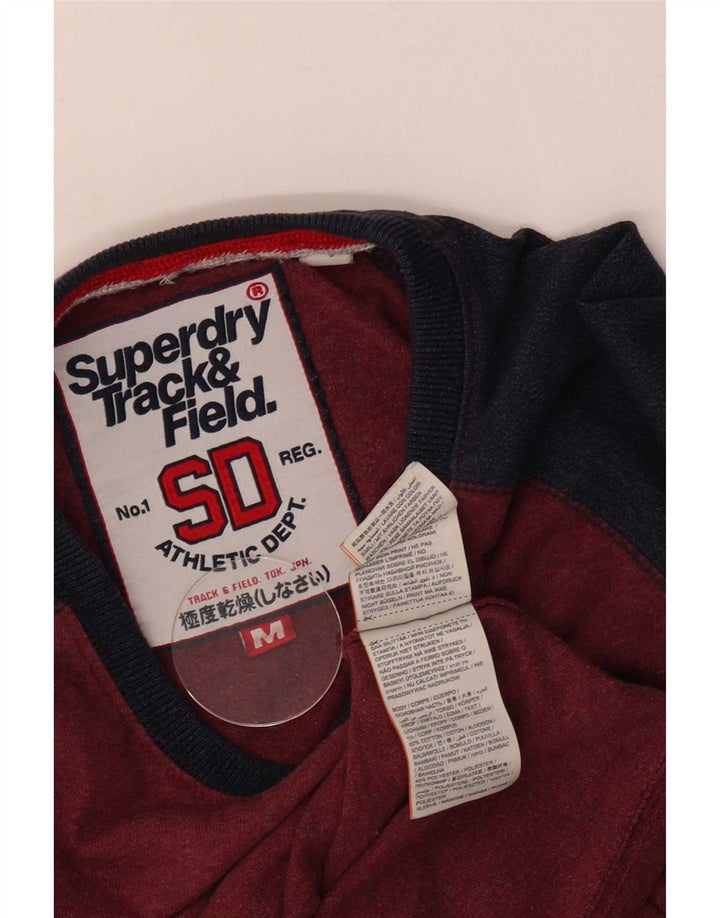 Superdry Mens Graphic Top Long Sleeve Medium Red Colourblock Cotton