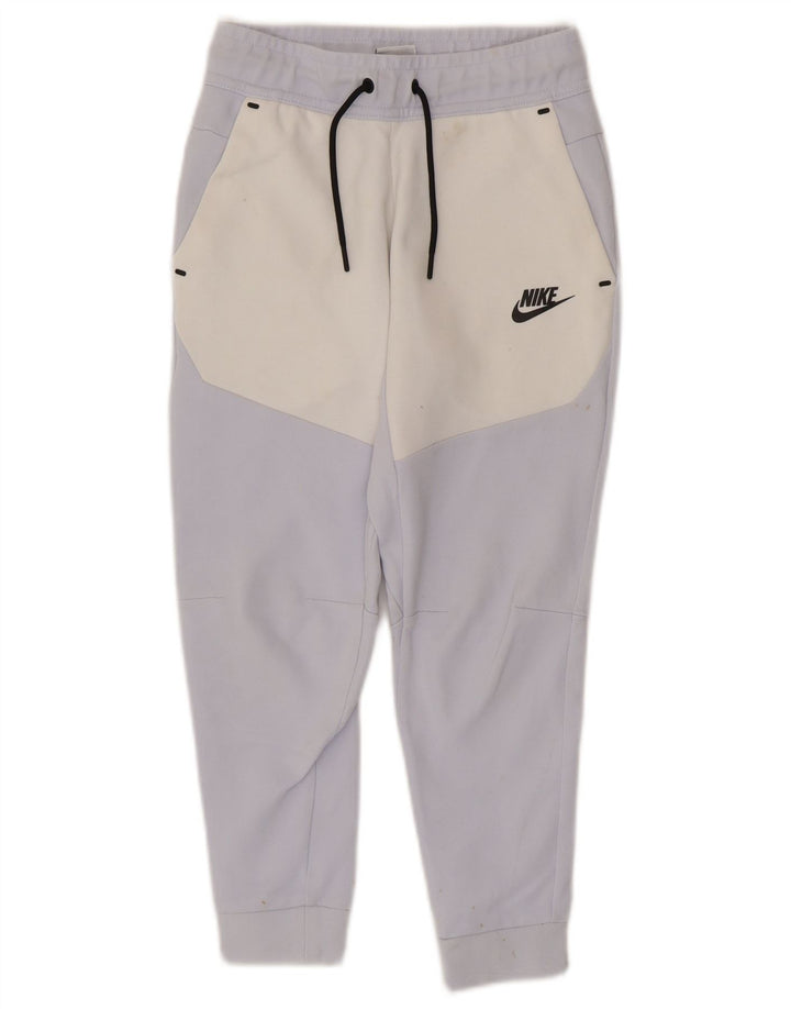 Nike Boys Tracksuit Trousers Joggers 8-9 Years Small Blue Colourblock