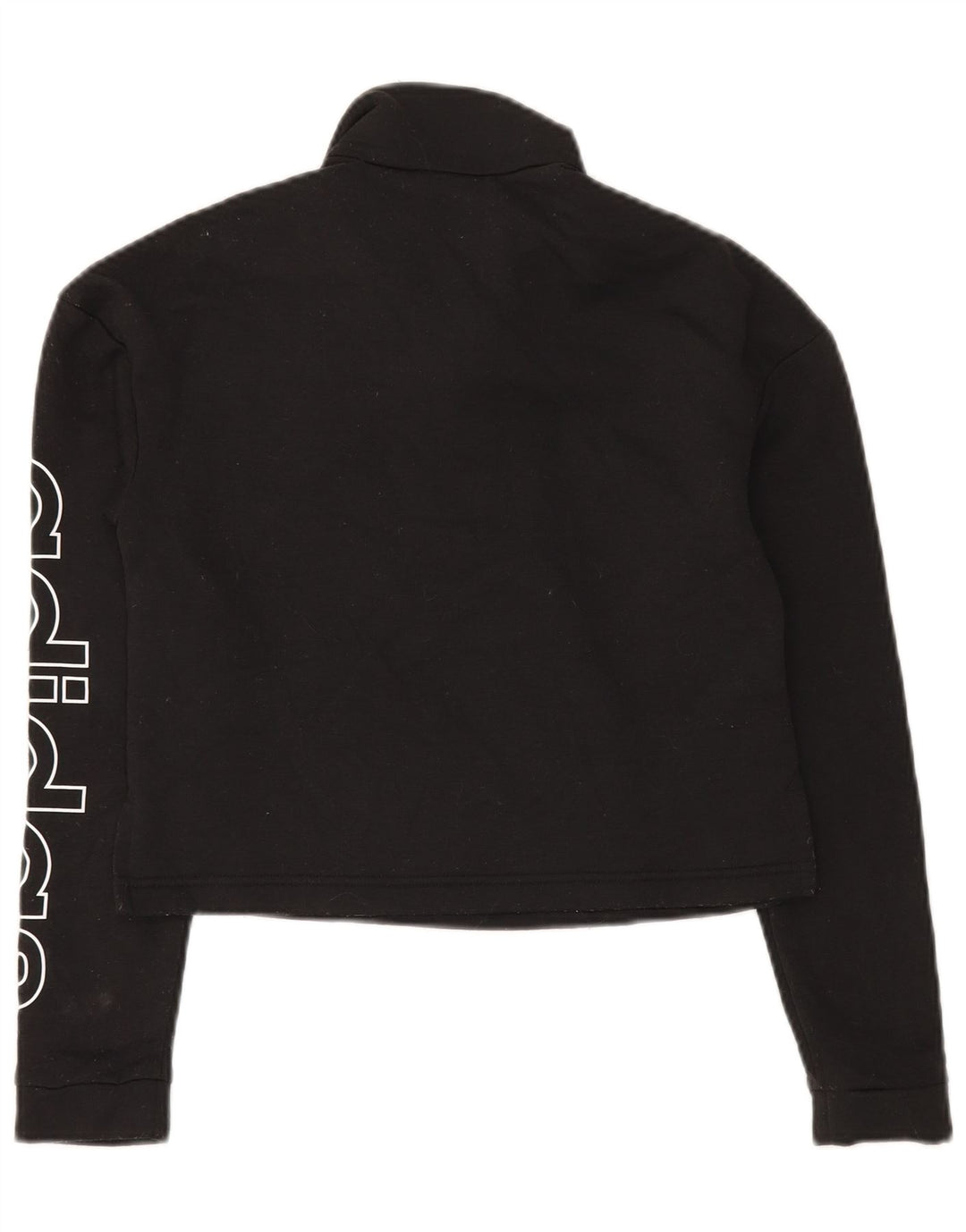 Adidas Womens Crop Graphic Crop Sweatshirt Jumper UK 4/6 XS Black Polyester