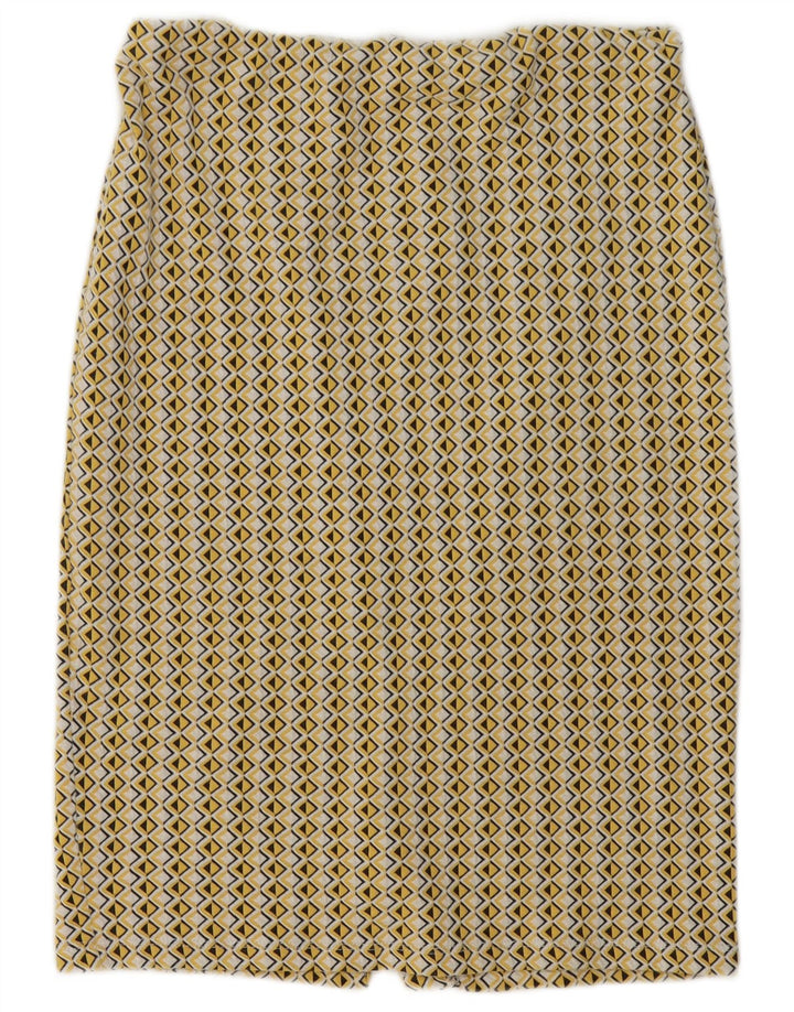 Zara Womens Pencil Skirt Large W30 Yellow Geometric