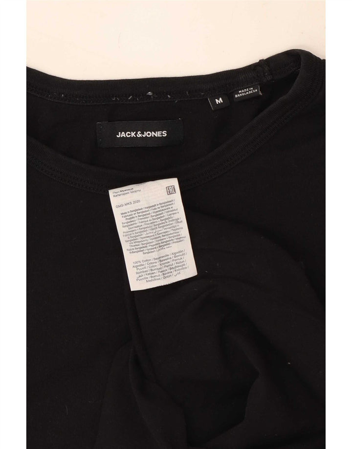 Jack & Jones Mens Graphic T-Shirt Top Medium Black Cotton