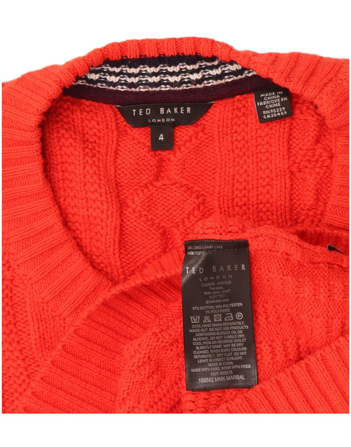 Ted Baker Mens Crew Neck Jumper Sweater Size 4 Large Red Cotton