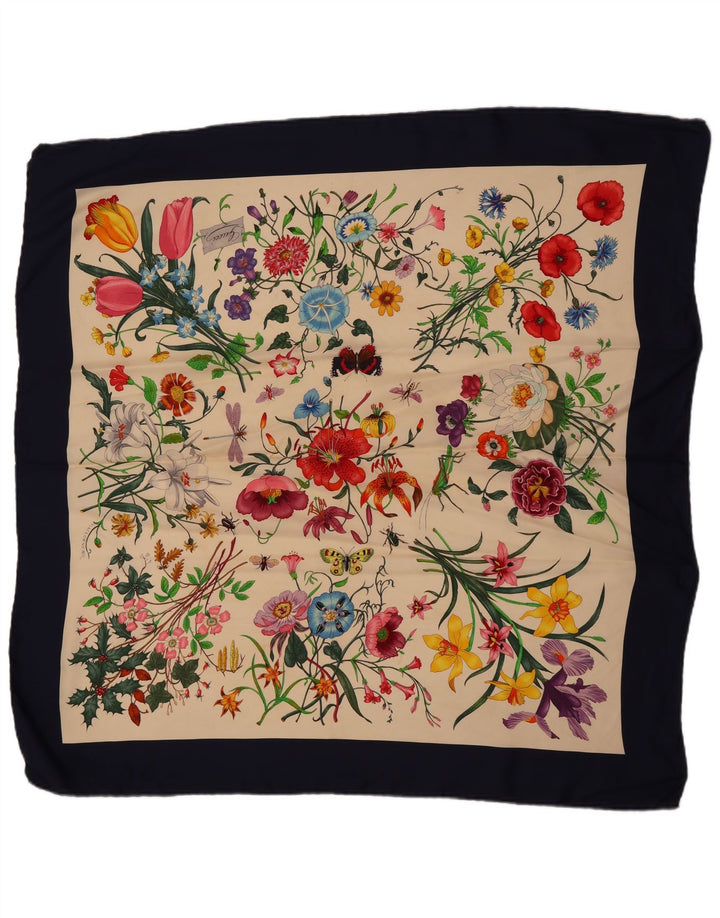 Gucci Womens Graphic Square Scarf One Size Multicoloured Floral Designer
