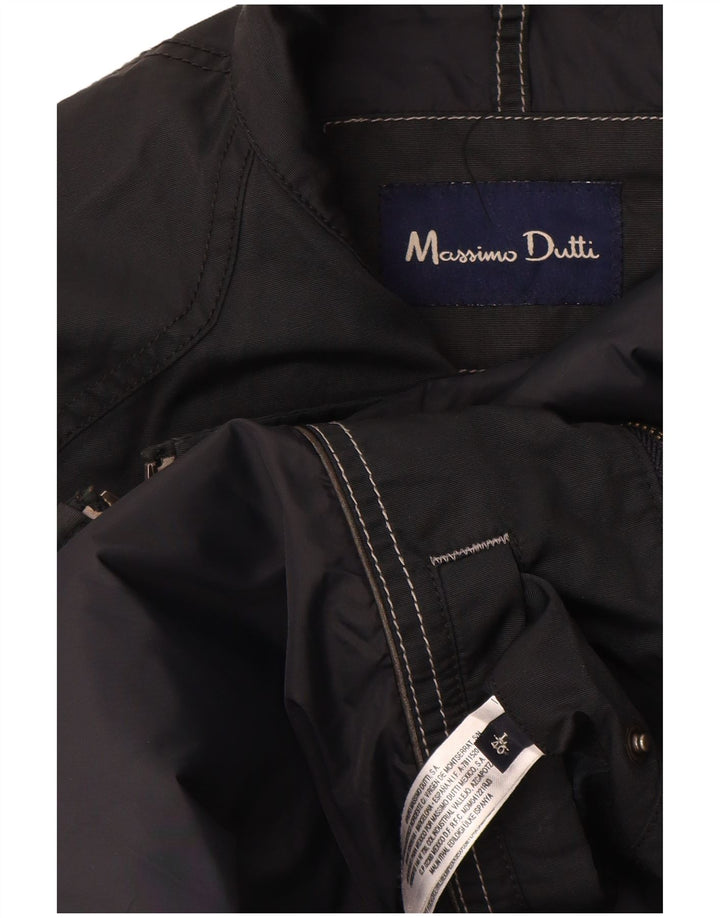 Massimo Dutti Mens Bomber Jacket UK 40 Large Black Polyacrylic