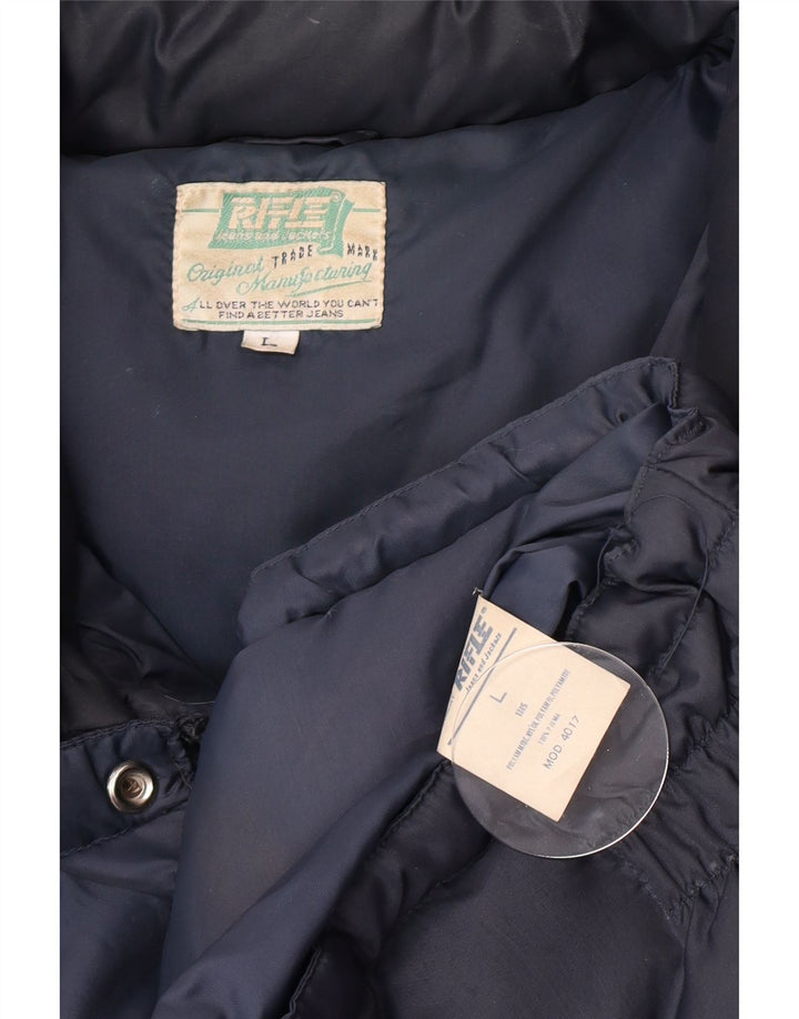 Rifle Mens Padded Jacket UK 40 Large Navy Blue Colourblock Polyamide