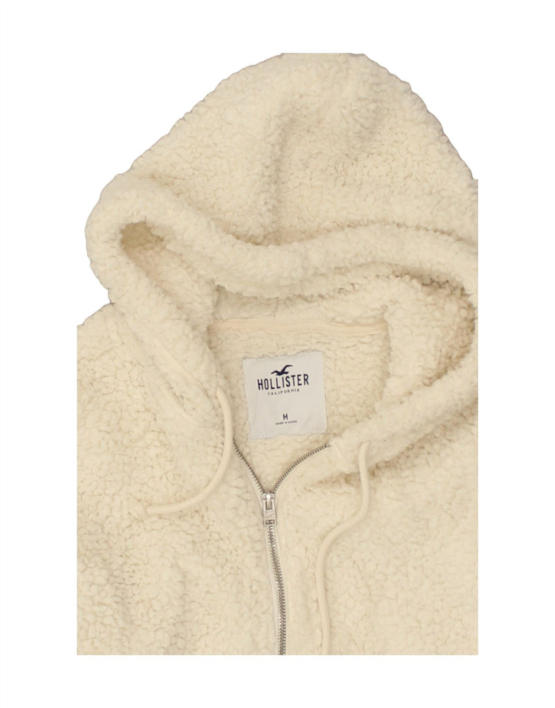 HOLLISTER Womens Hooded Fleece Jacket UK 14 Medium Beige Polyester | Vintage Hollister | Thrift | Second-Hand Hollister | Used Clothing | Messina Hembry 